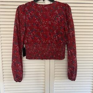 Japna Red Floral Crop Top